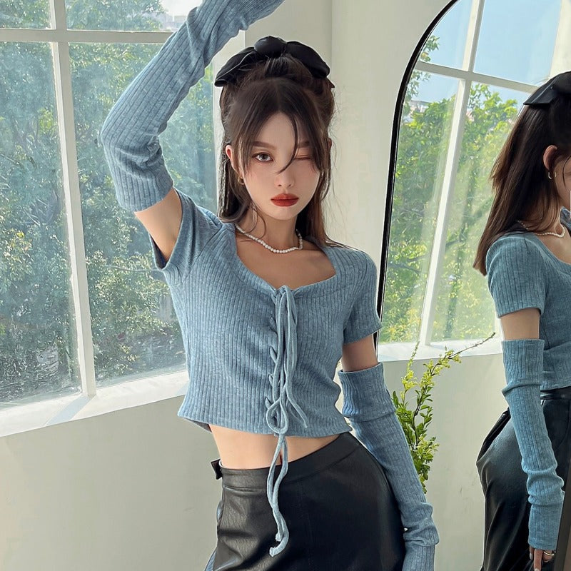 フロントリボンアームウォーマートップス