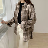 ブラウンカラーチェックシャツ