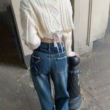 スムースダメージワイドデニム