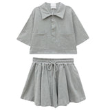 クロップドトップス&ショートパンツSET