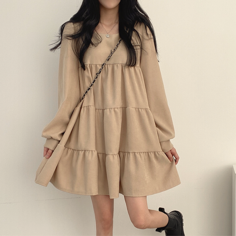 ワンカラーティアードワンピース