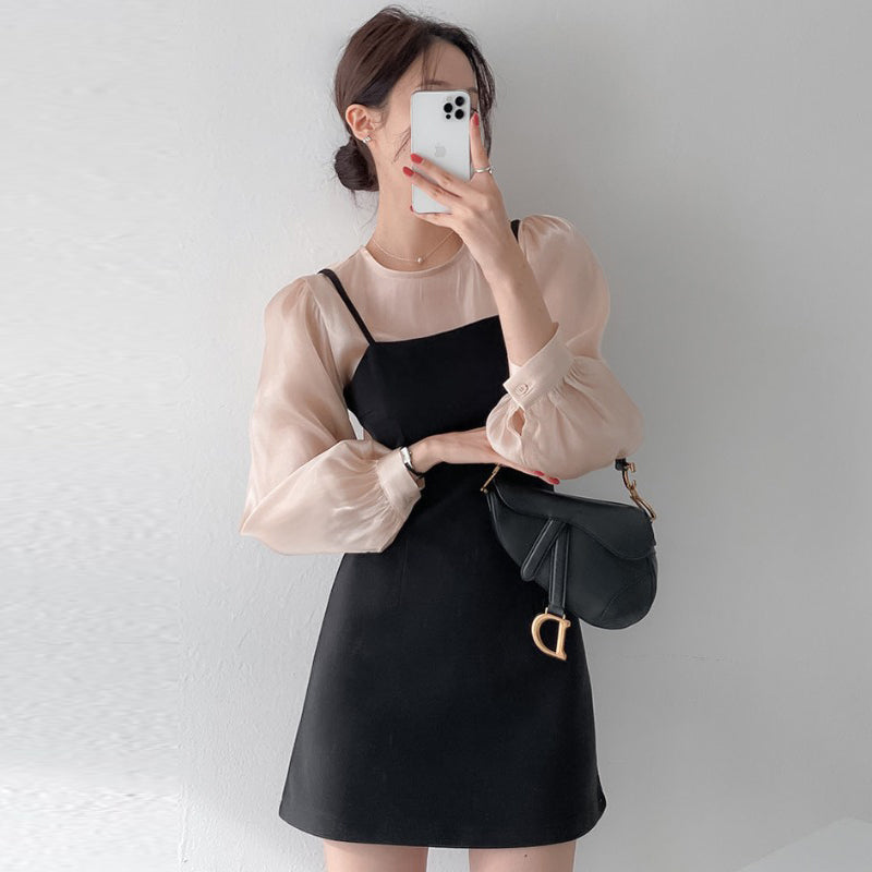 シースルーブラウス&キャミワンピースSET