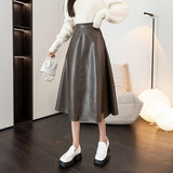 レザーフレアミモレスカート