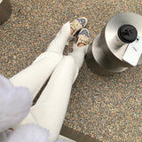 センタースリットフレアリブパンツ