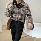 ブラウンカラーチェックシャツ