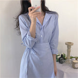 ブルーラップシャツワンピース