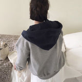 ボタンバイカラーフーディー