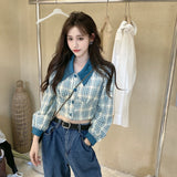 アクセントチェックデザイントップス