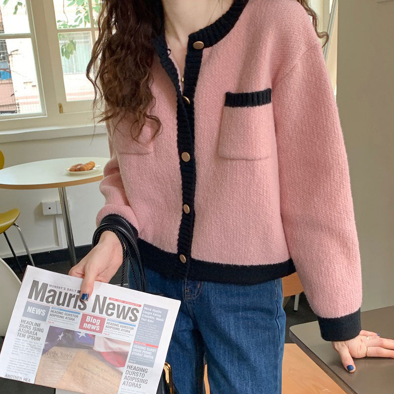 バイカラーボタンカーディガン