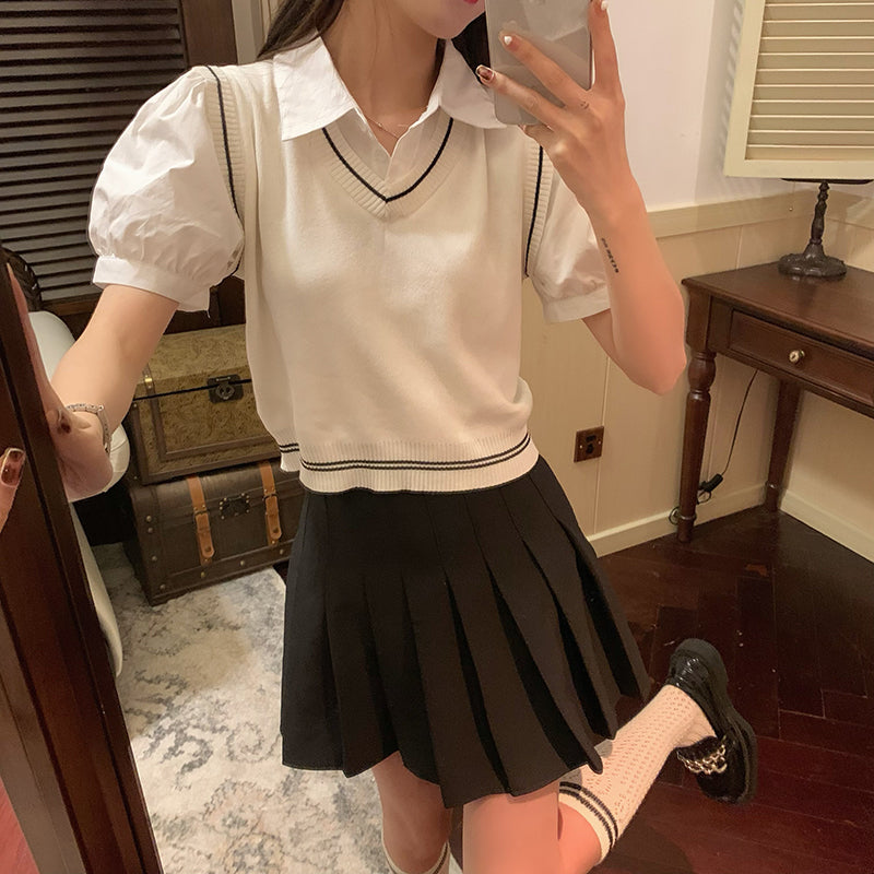 スクールニットベストトップス