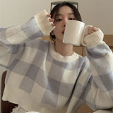 クロップドチェックニット