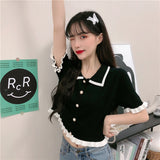 バイカラーショートフリルカーディガン