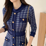 千鳥ツイードニットワンピース