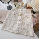 ツイードボタンスカート