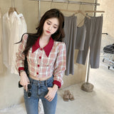 アクセントチェックデザイントップス