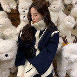 ハイネックバイカラーカーディガン