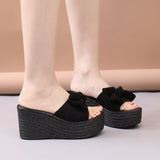 ウェッジソールリボンサンダル