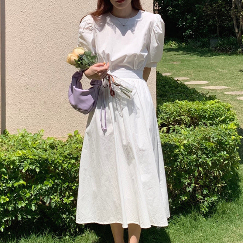 バックオープンパフワンピース