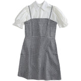 ギンガムキャミワンピース&フリルブラウスSET