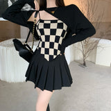 チェッカーキャミソール&アームカバートップスSET