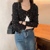 プチフラワースクエアネックカーディガン