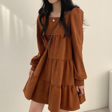 ワンカラーティアードワンピース