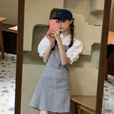 ギンガムキャミワンピース&フリルブラウスSET