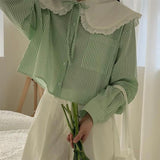 ビッグラペルストライプシャツ