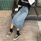 バックスリットデニムロングスカート