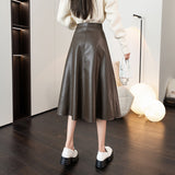 レザーフレアミモレスカート