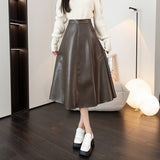 レザーフレアミモレスカート