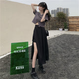 オーバースリットベルトロングスカート