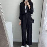 クロップドジャケット&タックパンツSET