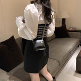 フリルネックビスチェ&タイトスカート