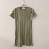 半袖リブニットワンピース