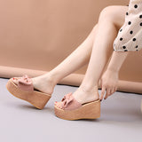 ウェッジソールリボンサンダル