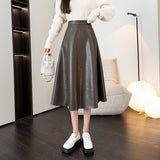 レザーフレアミモレスカート