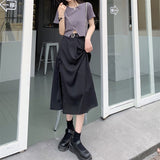 オーバースリットベルトロングスカート