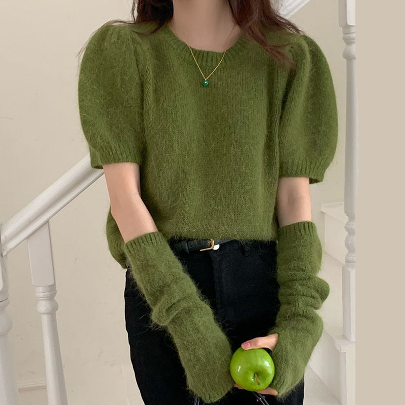 シャギーニットアームウォーマートップス