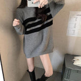 ストライプアクセントオーバーニット