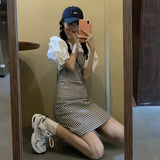 ギンガムキャミワンピース&フリルブラウスSET