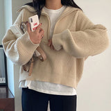 ハーフジップリブニット