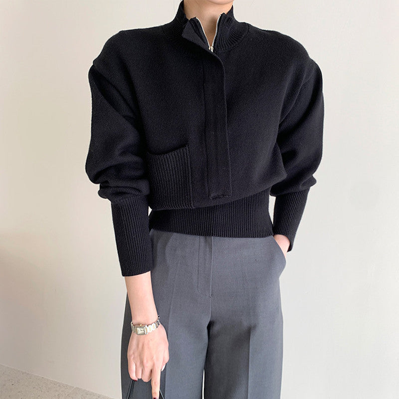 シックデザインジップニット