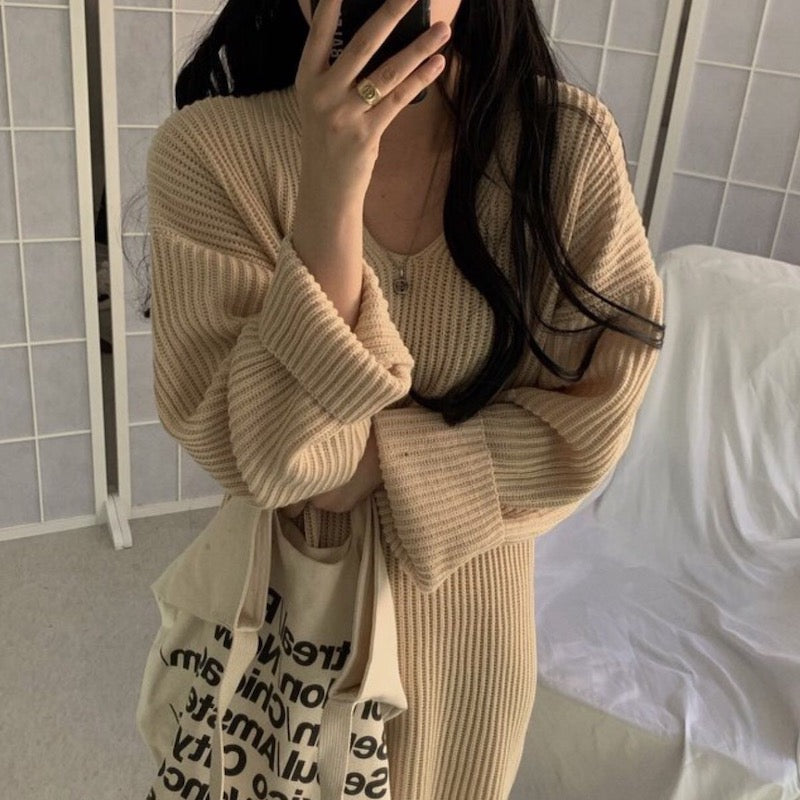 ルーズリブニットワンピース