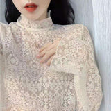 レースハイネックインナートップス