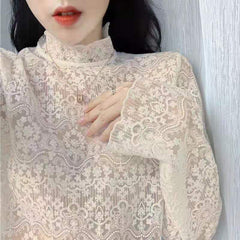 レースハイネックインナートップス