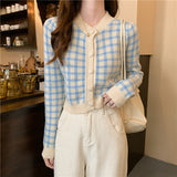 カラーギンガムショートカーディガン