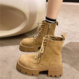 スウェードレースアップショートブーツ