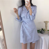 ブルーラップシャツワンピース