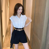 ワンカラーノースリーブシャツ&ハーフパンツSET